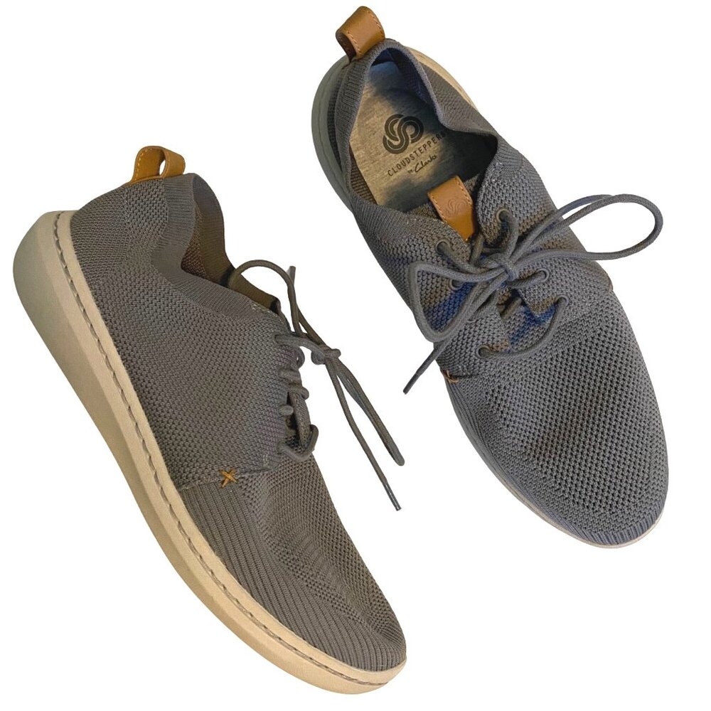 Cloudsteppers by Clarks Grey Knit Casual Comfort Sneakers Shoes Mens 10.5M
